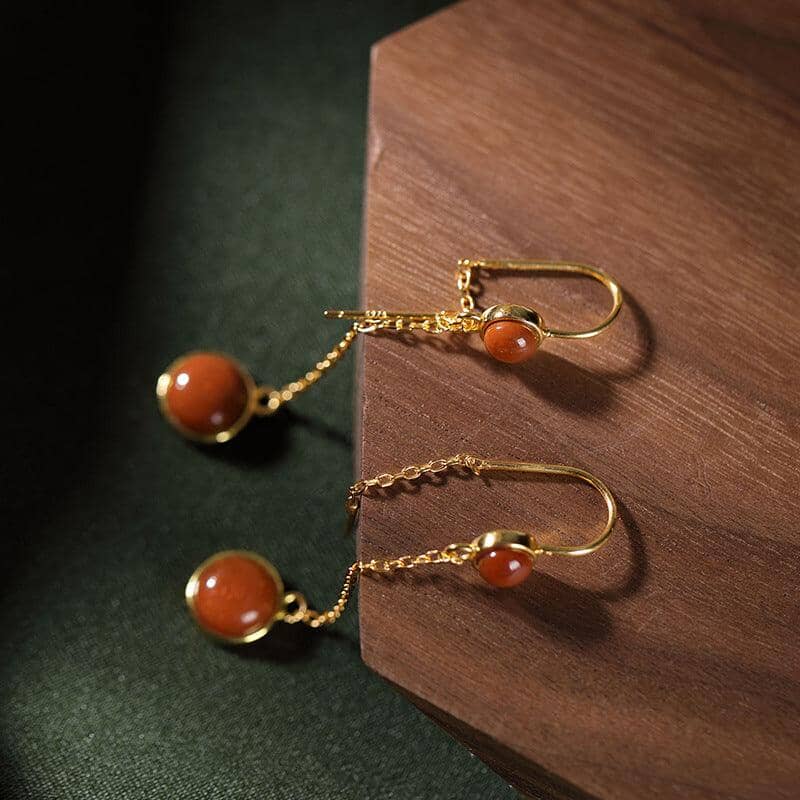 Red Agate Drop Earrings - Abebe+Booker