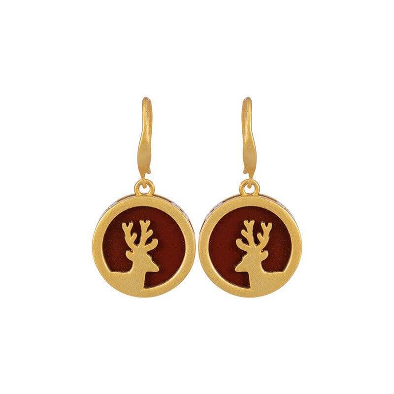 Red Agate Elk Earrings - Abebe+Booker